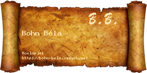 Bohn Béla névjegykártya