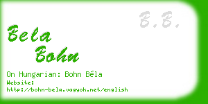 bela bohn business card